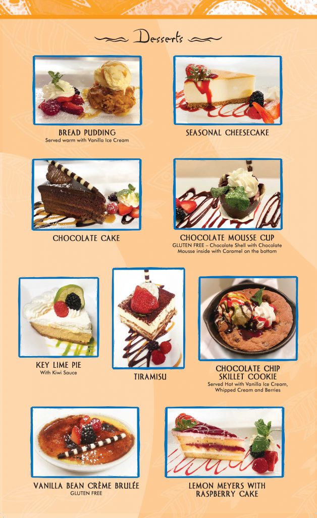 Dessert Menu The Fish Hopper Monterey, CA
