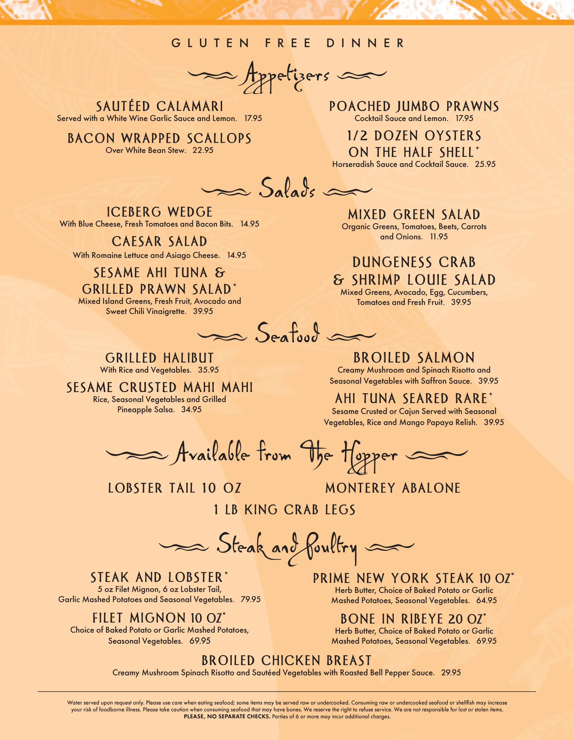 Gluten-Free Dinner Menu
